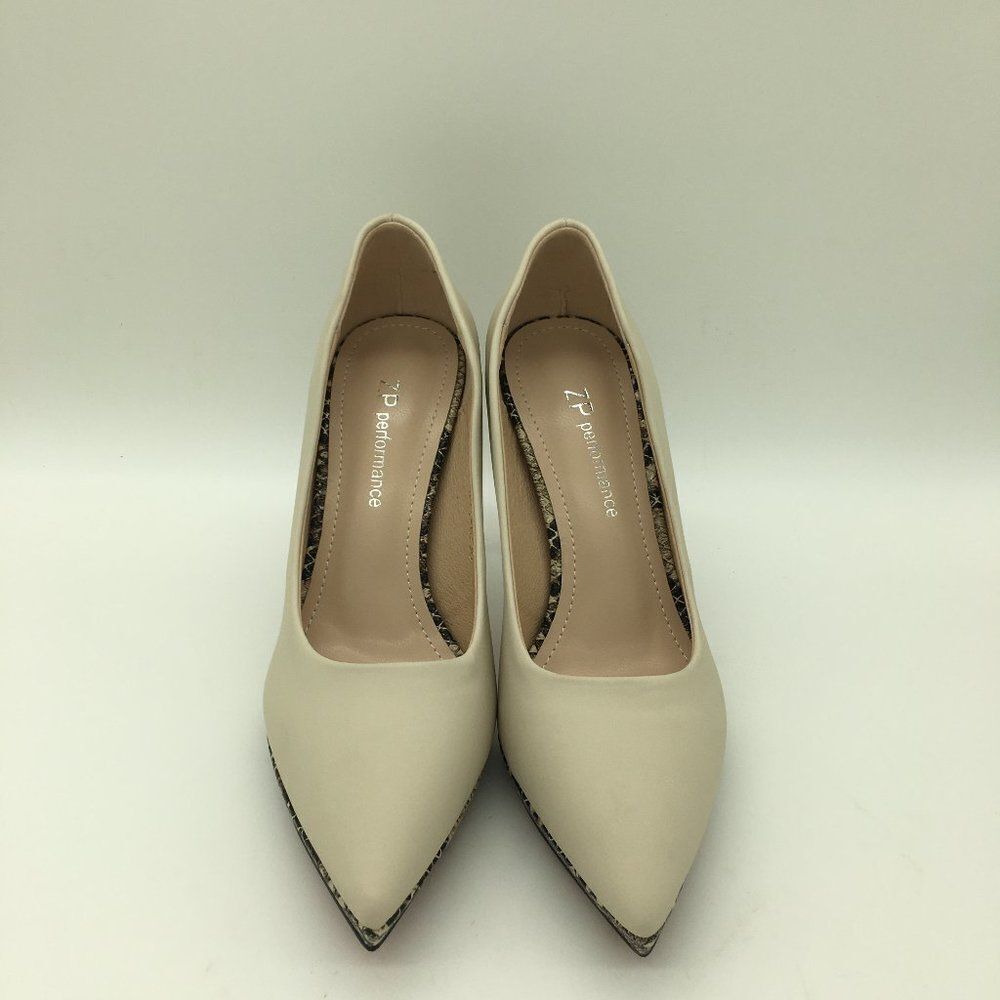 Beige Women High Heel Pumps Pointed Toe Dress Shoes